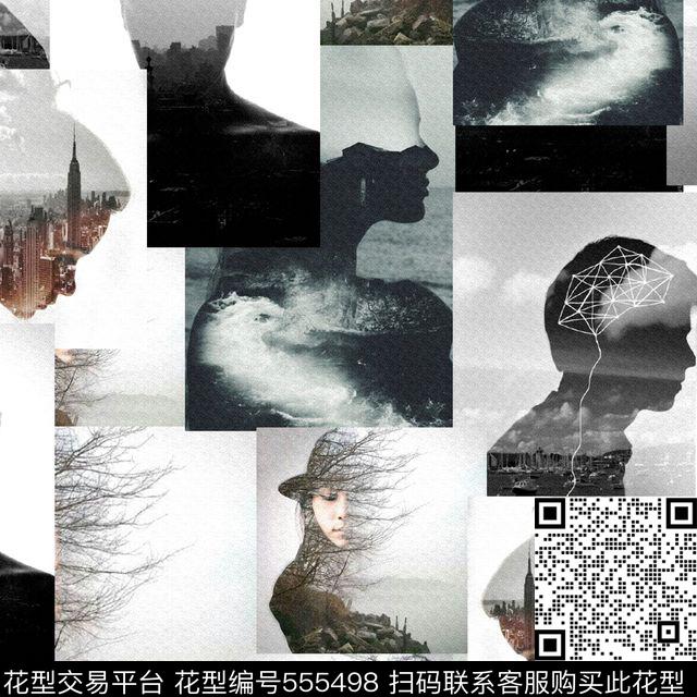 树林时尚流行风景拼贴数码印花华亿平台下载（图片编号: 555498） - 瓦栏（Walan）