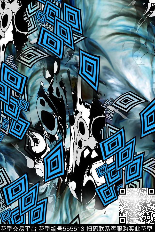 动感大气女装几何大气抽象炫彩数码印花华亿平台下载（图片编号: 555513） - 瓦栏（Walan）