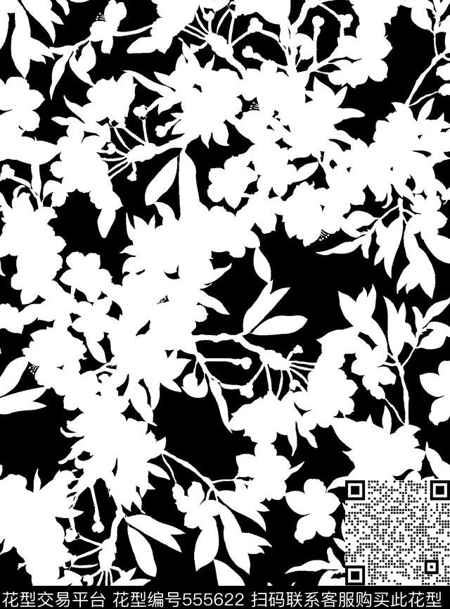 影绘花卉简约传统印花华亿平台下载（图片编号: 555622） - 瓦栏（Walan）