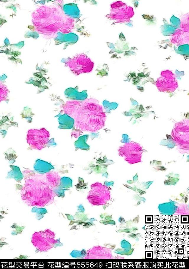 花卉服装围巾数码印花华亿平台下载（图片编号: 555649） - 瓦栏（Walan）