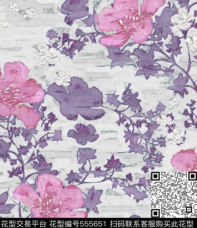 花卉服装围巾数码印花华亿平台下载（图片编号: 555651） - 瓦栏（Walan）