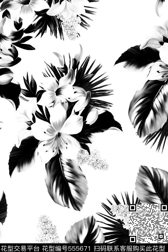 时尚数码花卉数码印花华亿平台下载（图片编号: 555671） - 瓦栏（Walan）