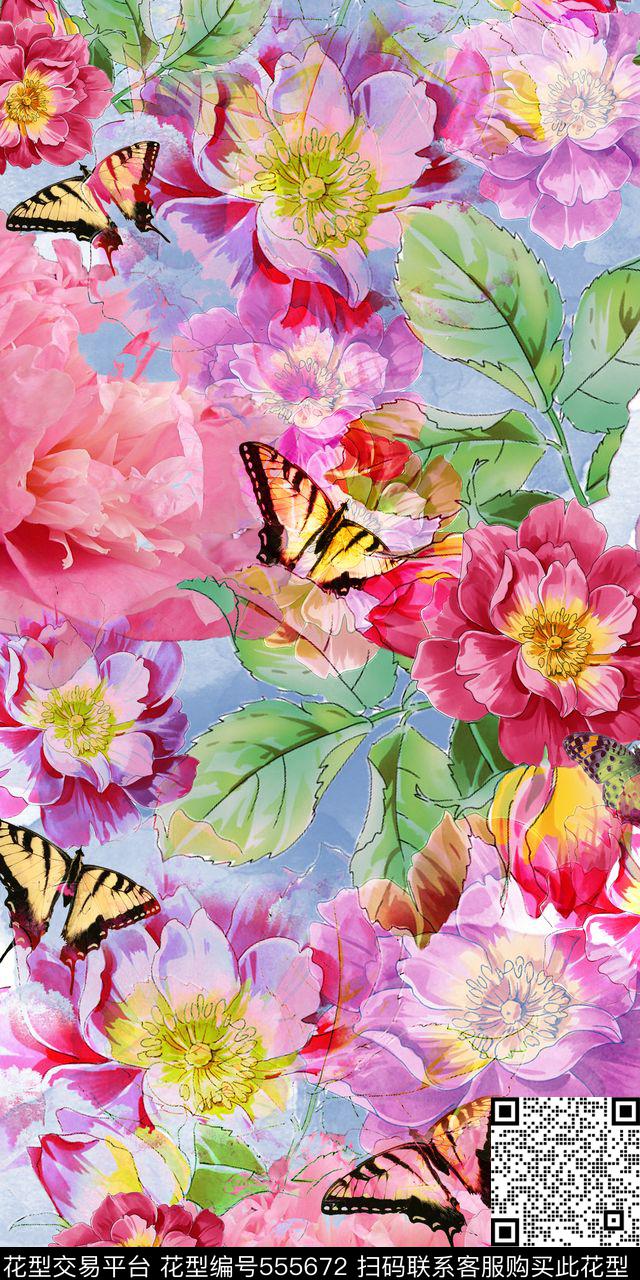 花卉色彩思念数码印花华亿平台下载（图片编号: 555672） - 瓦栏（Walan）