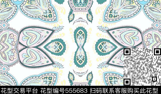 抽象复古时尚传统印花华亿平台下载（图片编号: 555683） - 瓦栏（Walan）