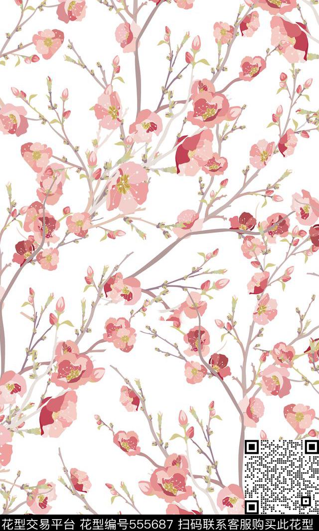 流行时尚桃花童装传统印花华亿平台下载（图片编号: 555687） - 瓦栏（Walan）