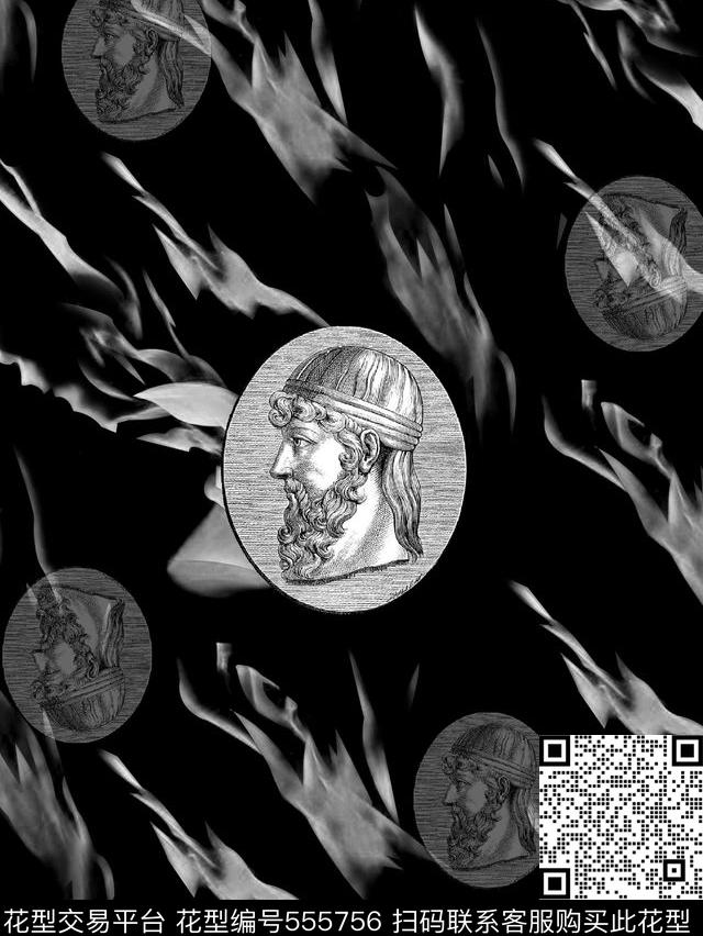 抽象男装图案渐变纹理复古人像数码印花华亿平台下载（图片编号: 555756） - 瓦栏（Walan）