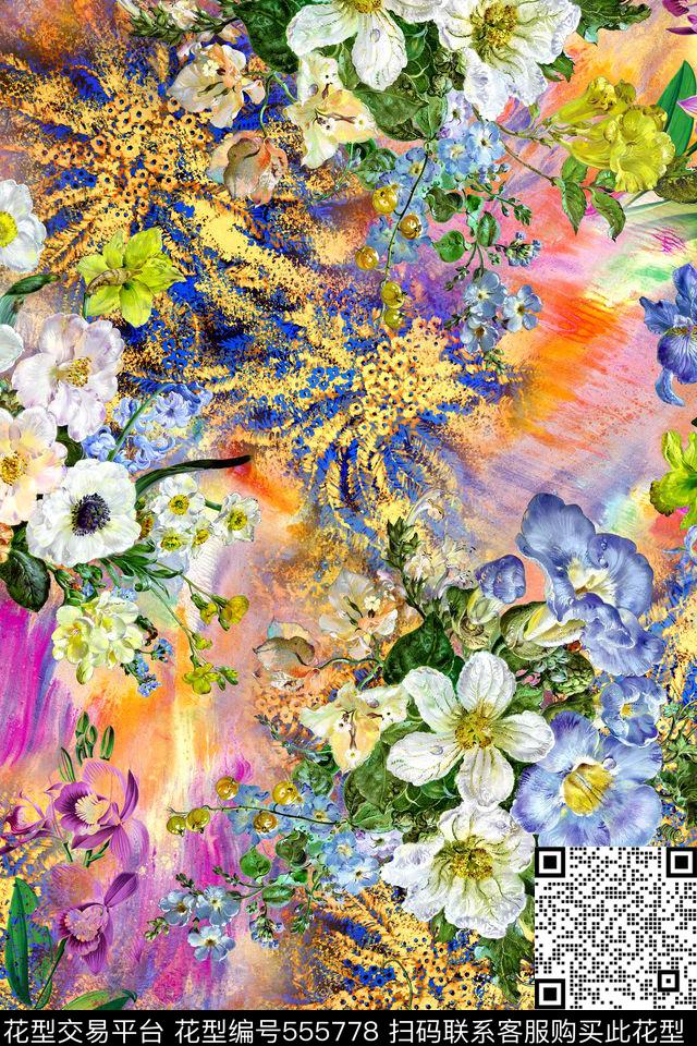 时尚炫彩肌理数码印花华亿平台下载（图片编号: 555778） - 瓦栏（Walan）