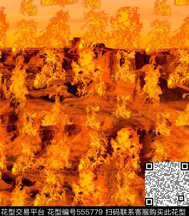 霸气火焰时尚组合数码印花华亿平台下载（图片编号: 555779） - 瓦栏（Walan）