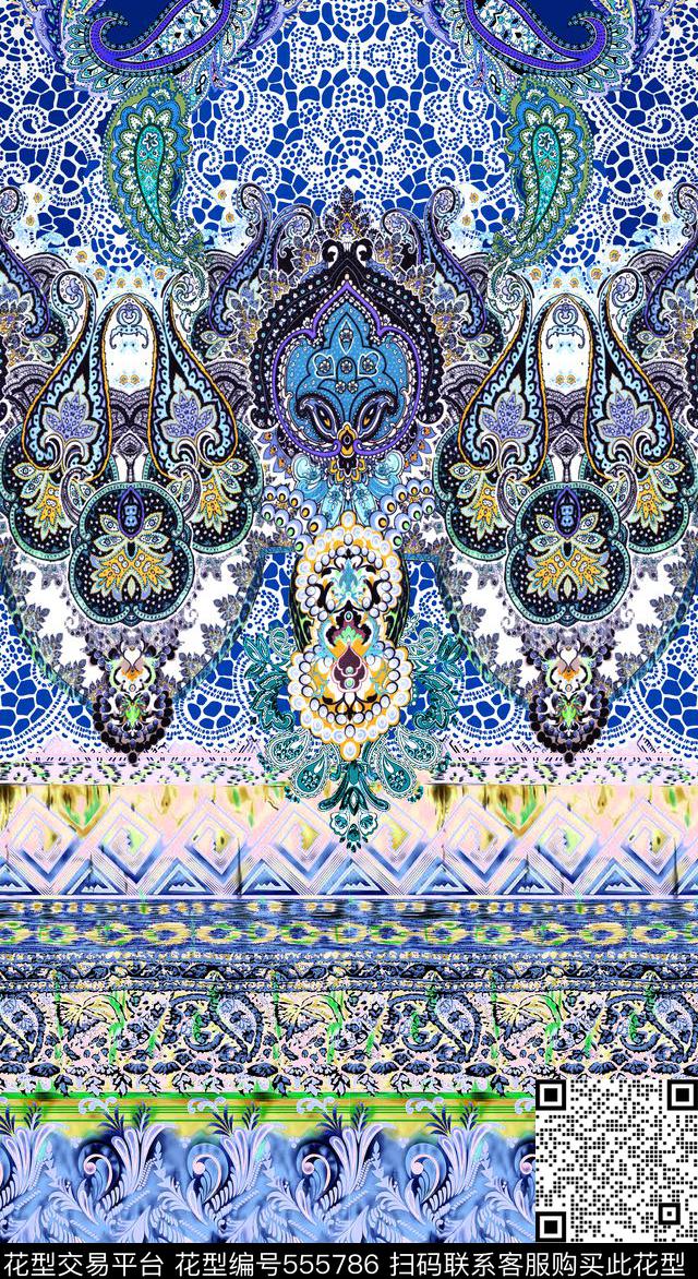民族风佩斯里定位数码印花华亿平台下载（图片编号: 555786） - 瓦栏（Walan）