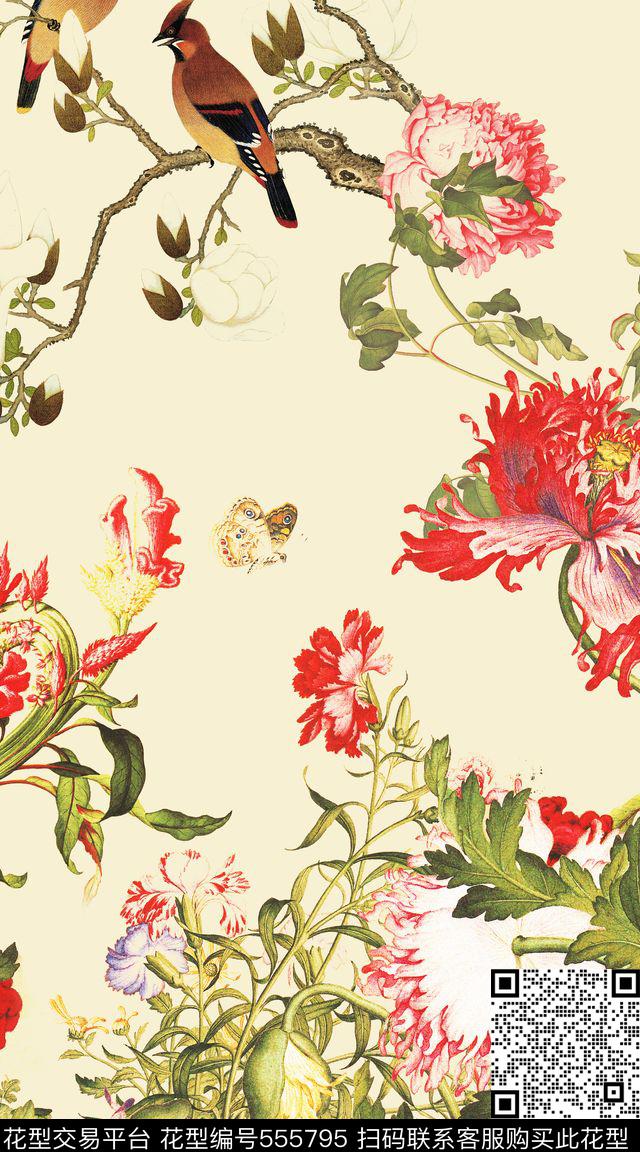 复古中国风国画数码印花华亿平台下载（图片编号: 555795） - 瓦栏（Walan）