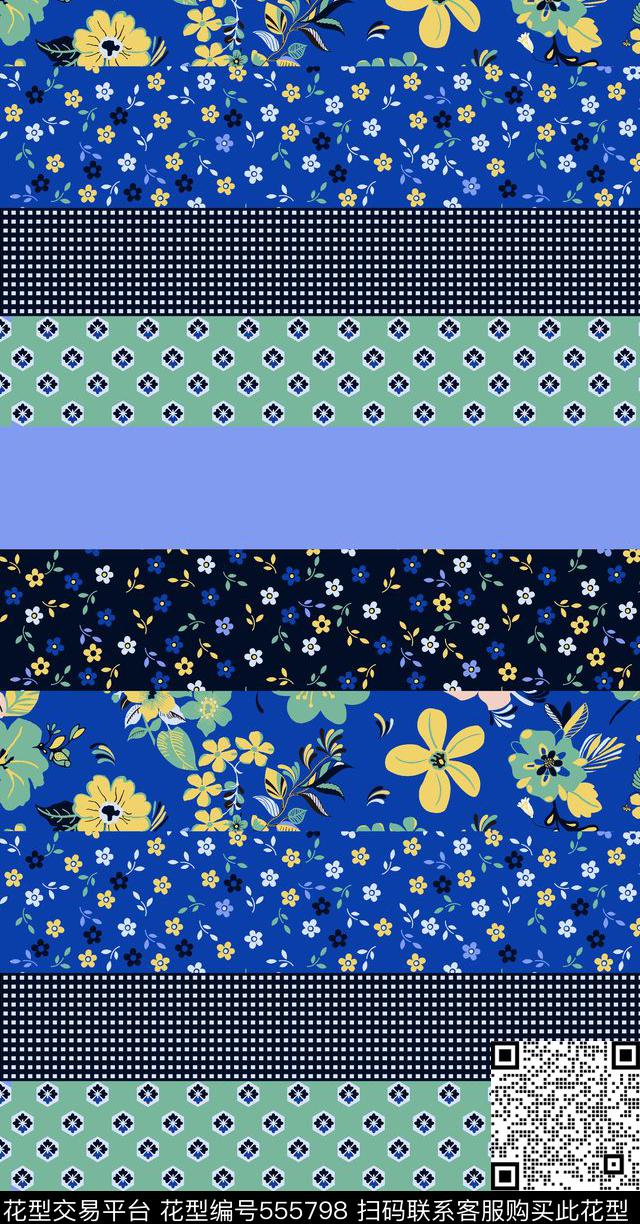 几何矢量手绘花卉拼接花卉休闲传统印花华亿平台下载（图片编号: 555798） - 瓦栏（Walan）