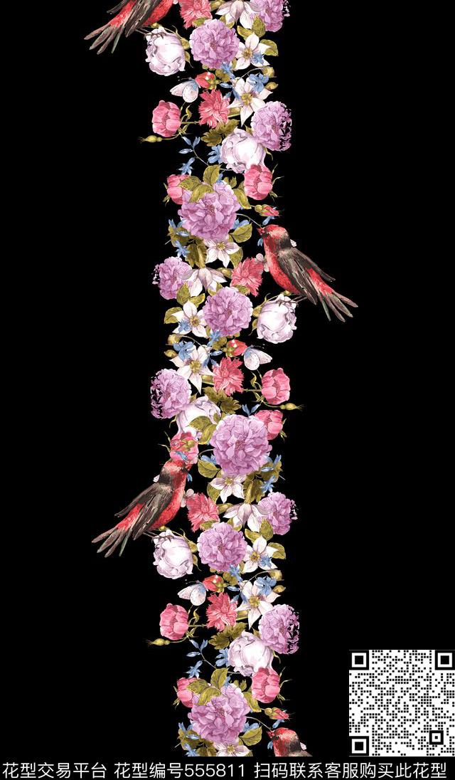 花卉欧式写意数码印花华亿平台下载（图片编号: 555811） - 瓦栏（Walan）