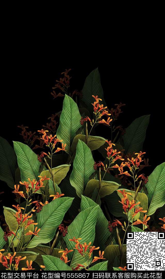 时尚黑底定位数码印花华亿平台下载（图片编号: 555867） - 瓦栏（Walan）