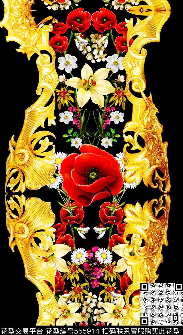 创罂粟杜嘉班纳金色数码印花华亿平台下载（图片编号: 555914） - 瓦栏（Walan）