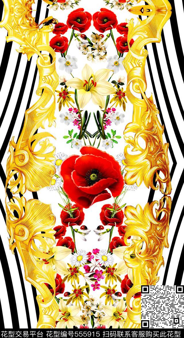 创罂粟杜嘉班纳金色数码印花华亿平台下载（图片编号: 555915） - 瓦栏（Walan）