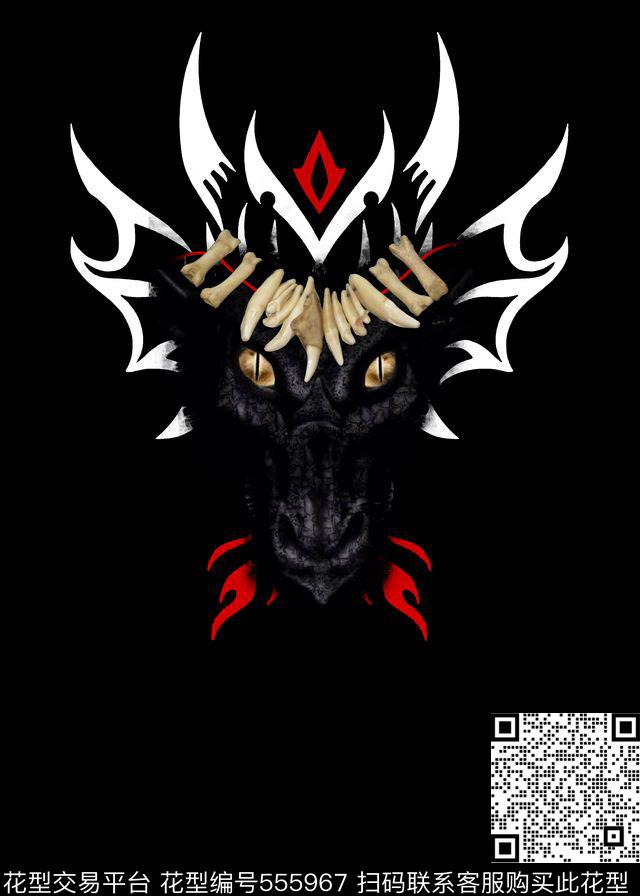 抽象男装图案龙头图案男装衬衫图案数码印花华亿平台下载（图片编号: 555967） - 瓦栏（Walan）