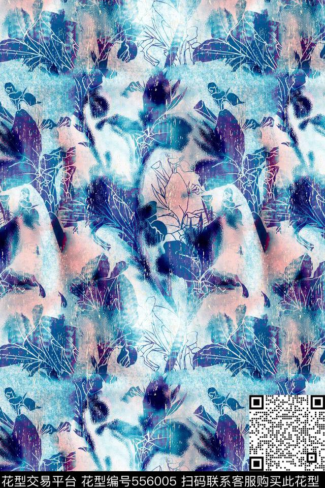 复古花卉复古花卉剪影做旧肌理女士夏季休闲装休闲衬衫数码印花华亿平台下载（图片编号: 556005） - 瓦栏（Walan）