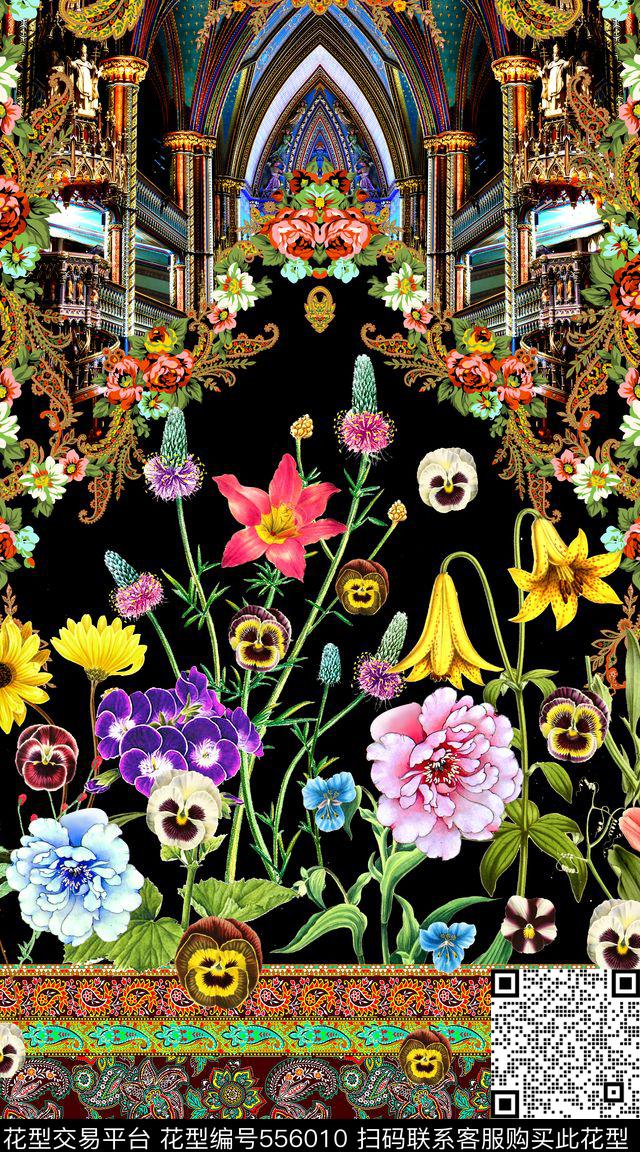 时尚花卉建筑数码印花华亿平台下载（图片编号: 556010） - 瓦栏（Walan）
