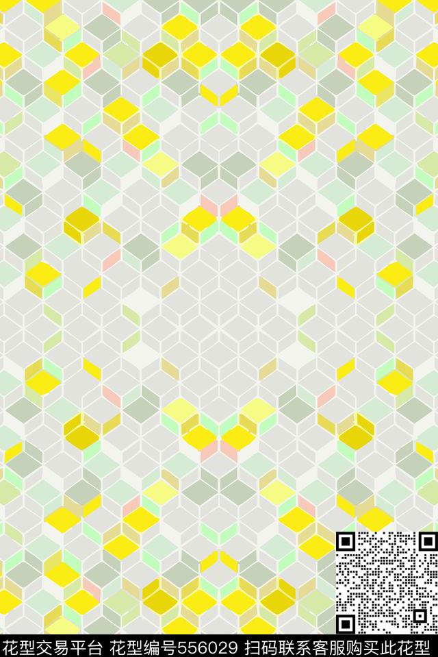 几何色块正方体传统印花华亿平台下载（图片编号: 556029） - 瓦栏（Walan）