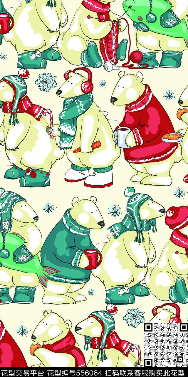 童趣冬季可爱熊传统印花华亿平台下载（图片编号: 556064） - 瓦栏（Walan）