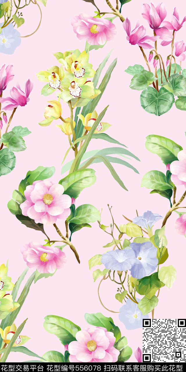 水彩羽毛中国风数码印花华亿平台下载（图片编号: 556078） - 瓦栏（Walan）