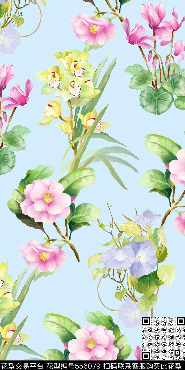 水彩羽毛中国风数码印花华亿平台下载（图片编号: 556079） - 瓦栏（Walan）