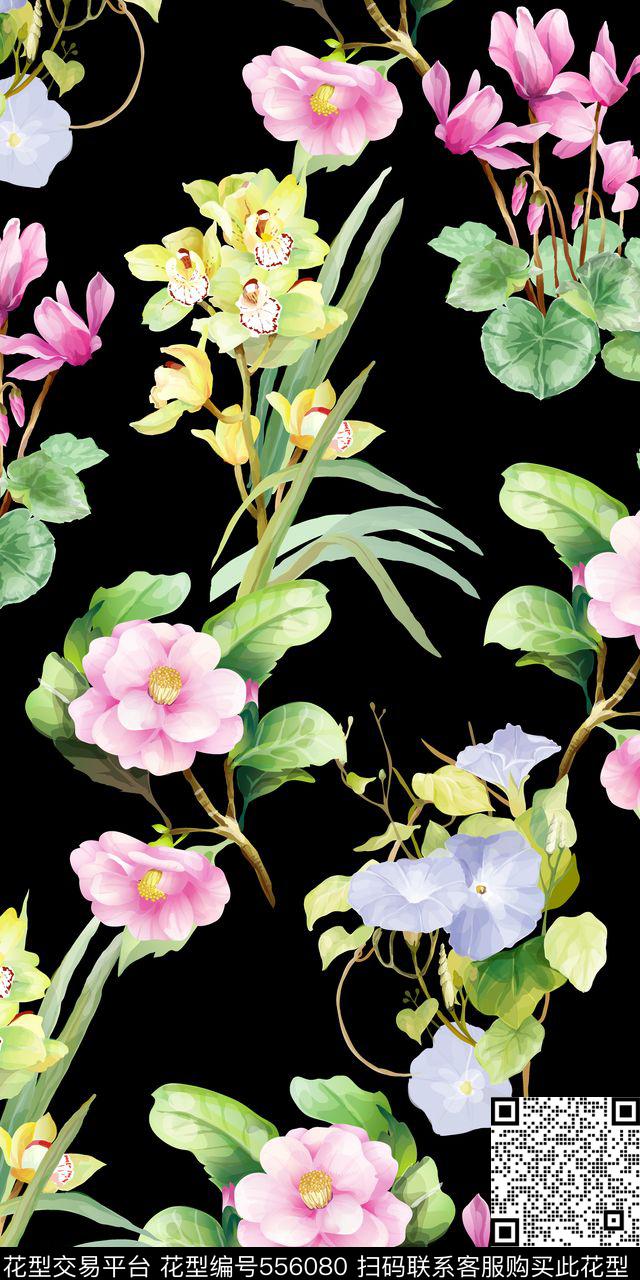 水彩羽毛中国风数码印花华亿平台下载（图片编号: 556080） - 瓦栏（Walan）