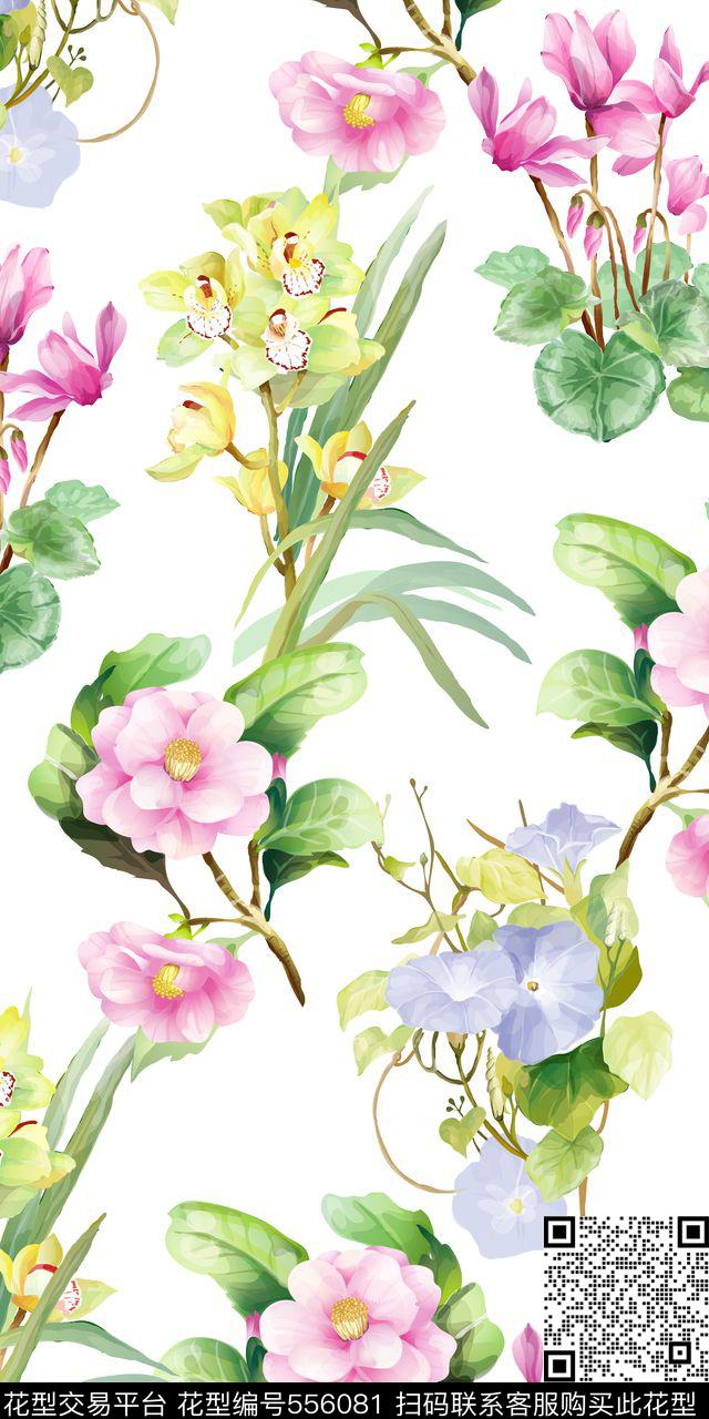 水彩羽毛中国风数码印花华亿平台下载（图片编号: 556081） - 瓦栏（Walan）