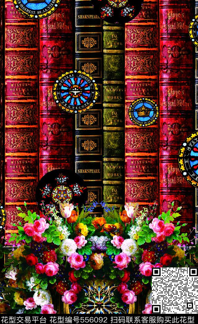 手绘花图书水彩花彩绘数码印花华亿平台下载（图片编号: 556092） - 瓦栏（Walan）