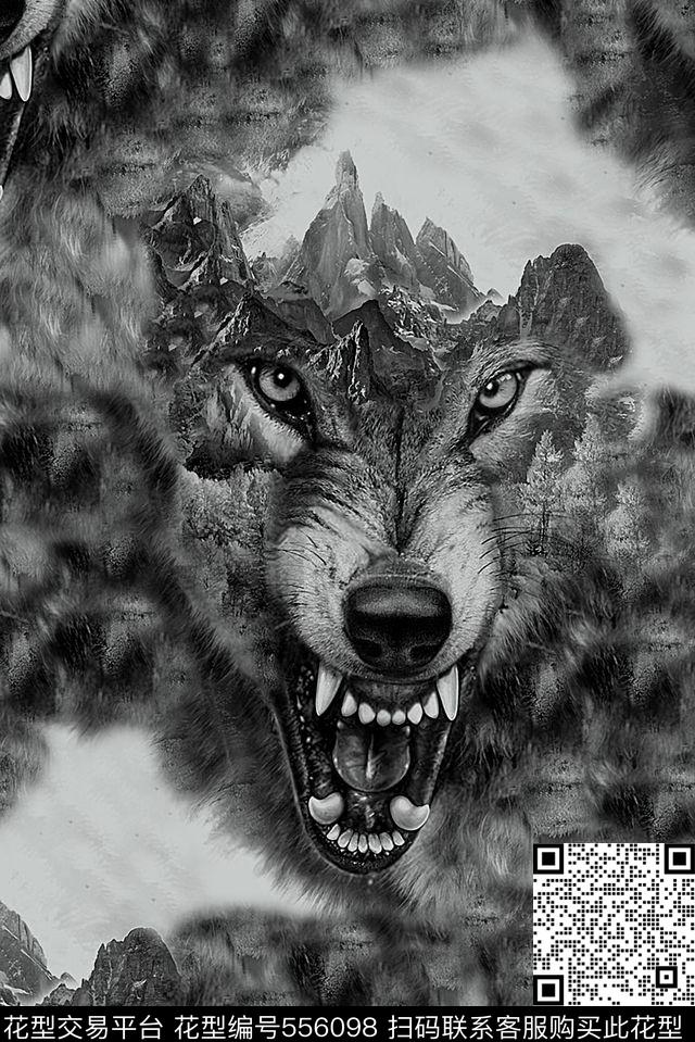 复古狼头欧美大牌时尚潮流数码印花华亿平台下载（图片编号: 556098） - 瓦栏（Walan）