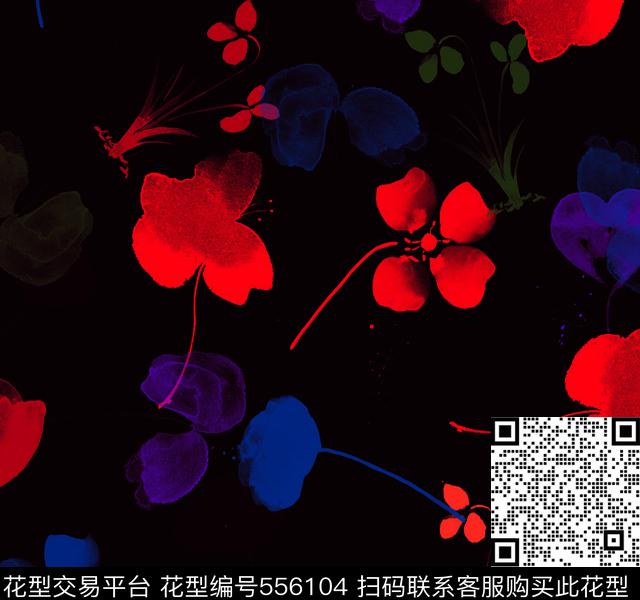 花卉手绘碎花数码印花华亿平台下载（图片编号: 556104） - 瓦栏（Walan）