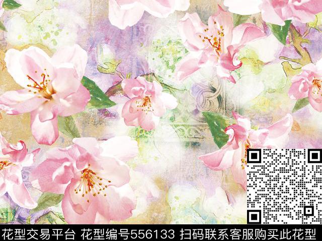 花卉潮流时尚大牌服装数码印花华亿平台下载（图片编号: 556133） - 瓦栏（Walan）