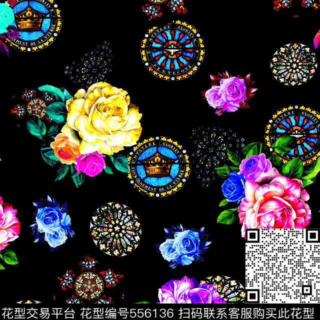 多彩花卉玻璃花卉数码印花华亿平台下载（图片编号: 556136） - 瓦栏（Walan）