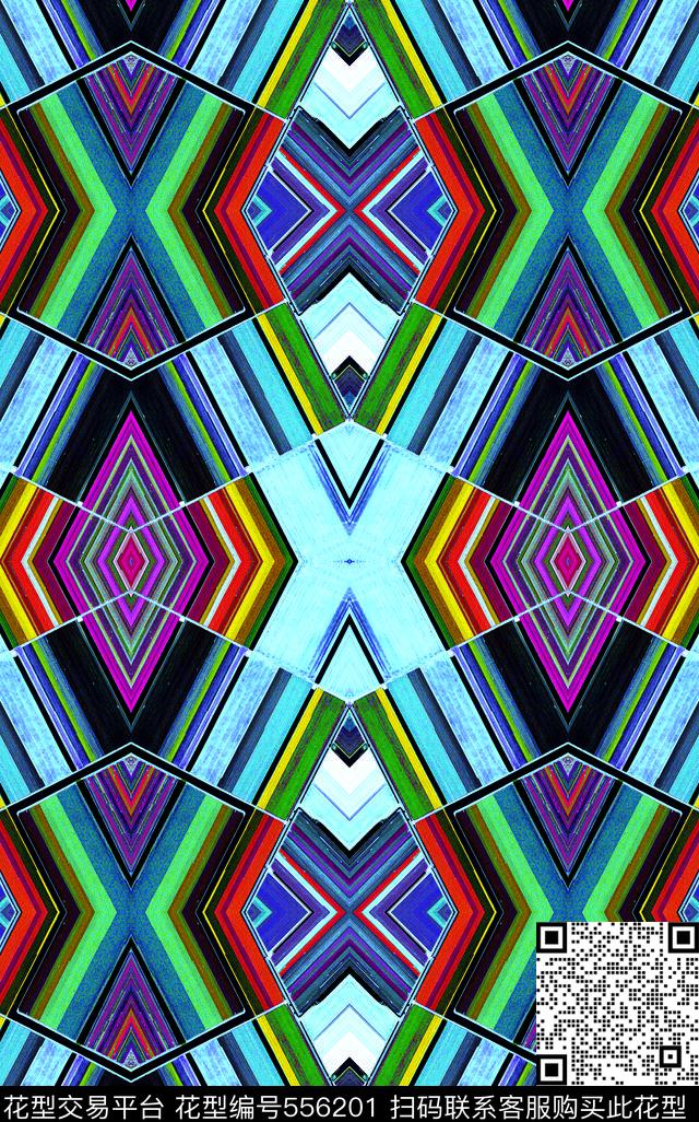 几何条纹拼接数码印花华亿平台下载（图片编号: 556201） - 瓦栏（Walan）