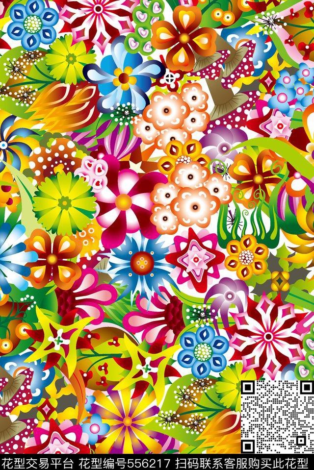 抽象绚丽缤纷数码印花华亿平台下载（图片编号: 556217） - 瓦栏（Walan）