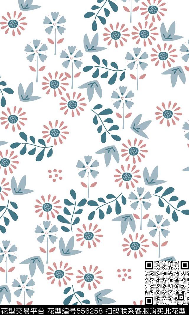 流行时尚清新花卉传统印花华亿平台下载（图片编号: 556258） - 瓦栏（Walan）