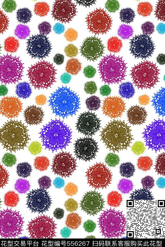 创意花卉色彩传统印花华亿平台下载（图片编号: 556267） - 瓦栏（Walan）