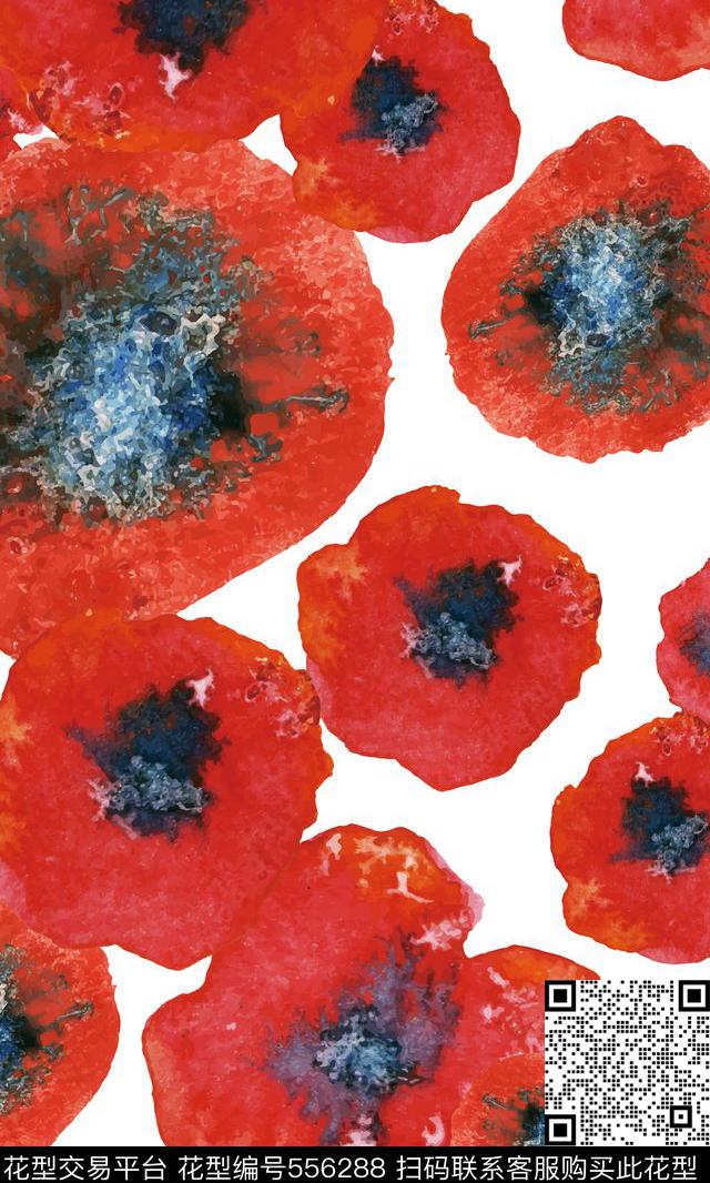 流行时尚清新罂粟花传统印花华亿平台下载（图片编号: 556288） - 瓦栏（Walan）