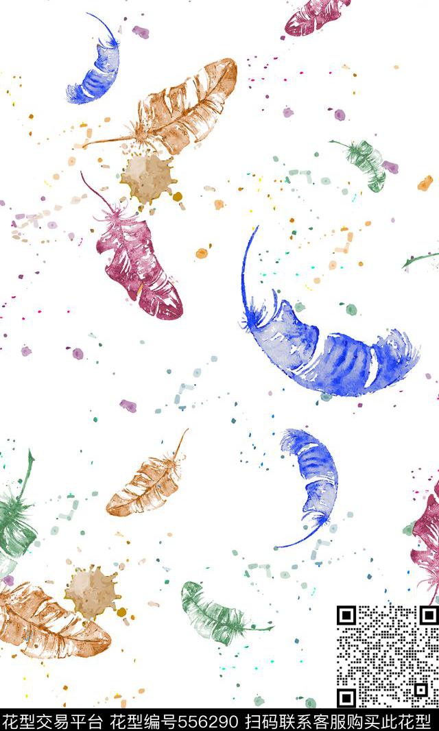 流行时尚肌理羽毛传统印花华亿平台下载（图片编号: 556290） - 瓦栏（Walan）