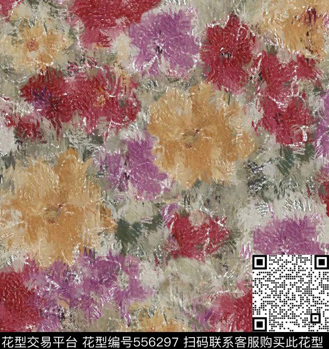 服装花卉叶子数码印花华亿平台下载（图片编号: 556297） - 瓦栏（Walan）