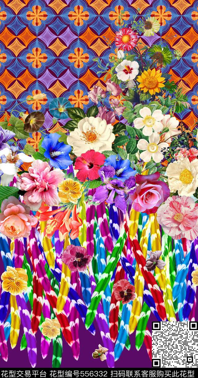 服装定位华亿平台昆充手绘花数码印花华亿平台下载（图片编号: 556332） - 瓦栏（Walan）