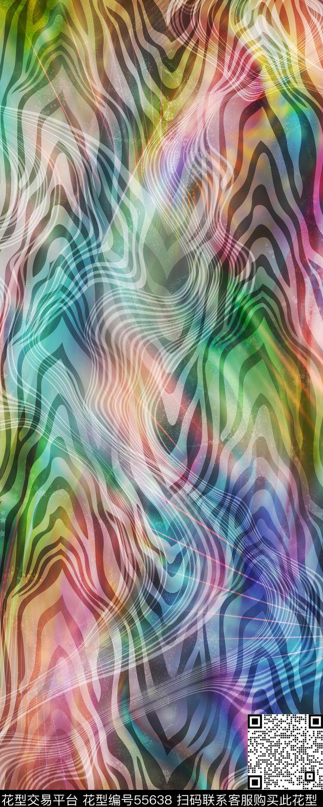 斑马纹渐变线条数码印花华亿平台下载（图片编号: 55638） - 瓦栏（Walan）