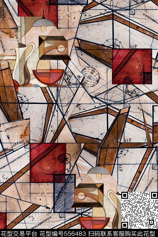 几何抽象底纹数码印花华亿平台下载（图片编号: 556483） - 瓦栏（Walan）
