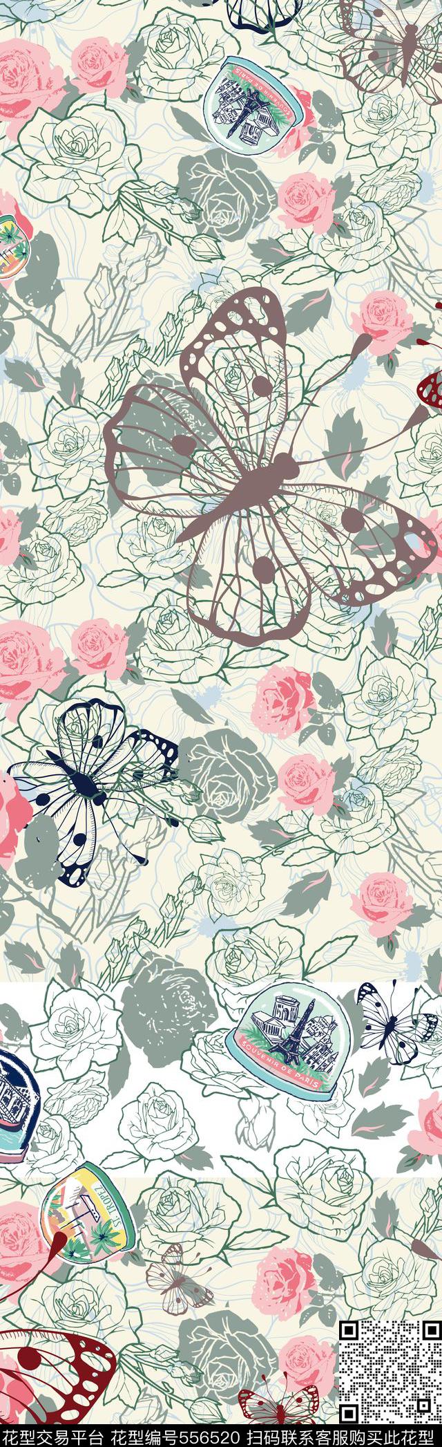 田园风花卉长巾传统印花华亿平台下载（图片编号: 556520） - 瓦栏（Walan）
