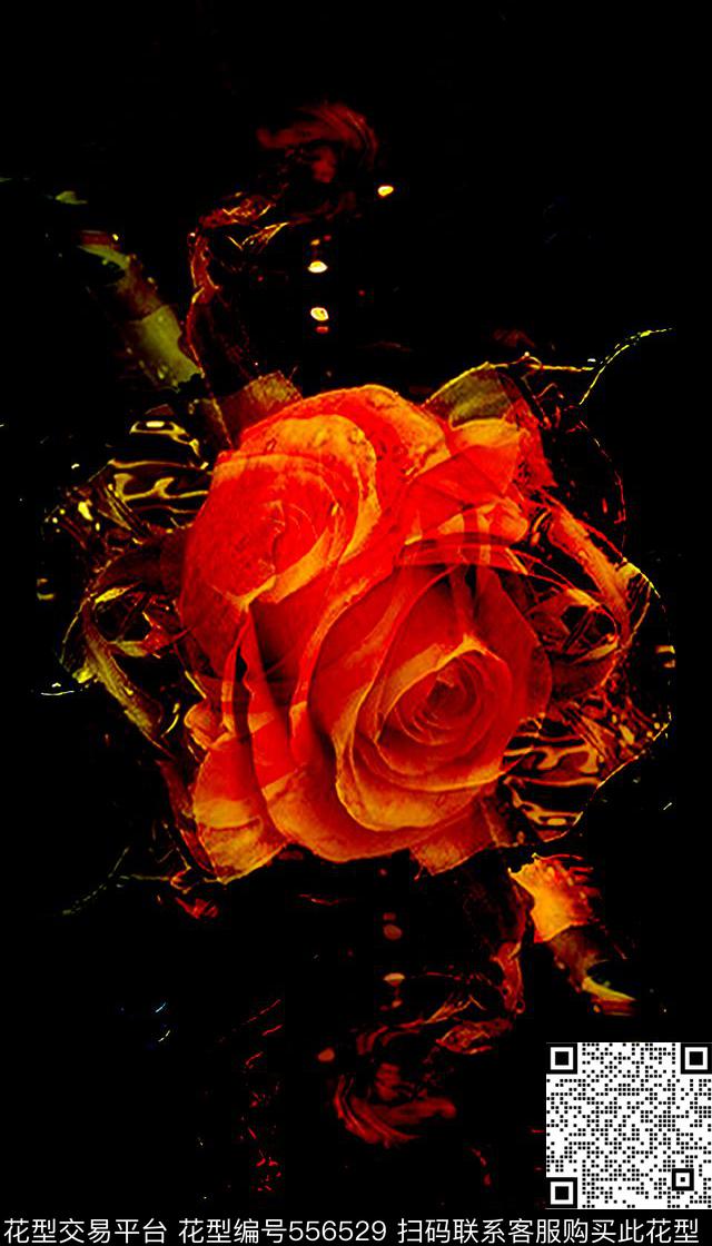 定位立体玫瑰女装数码印花华亿平台下载（图片编号: 556529） - 瓦栏（Walan）