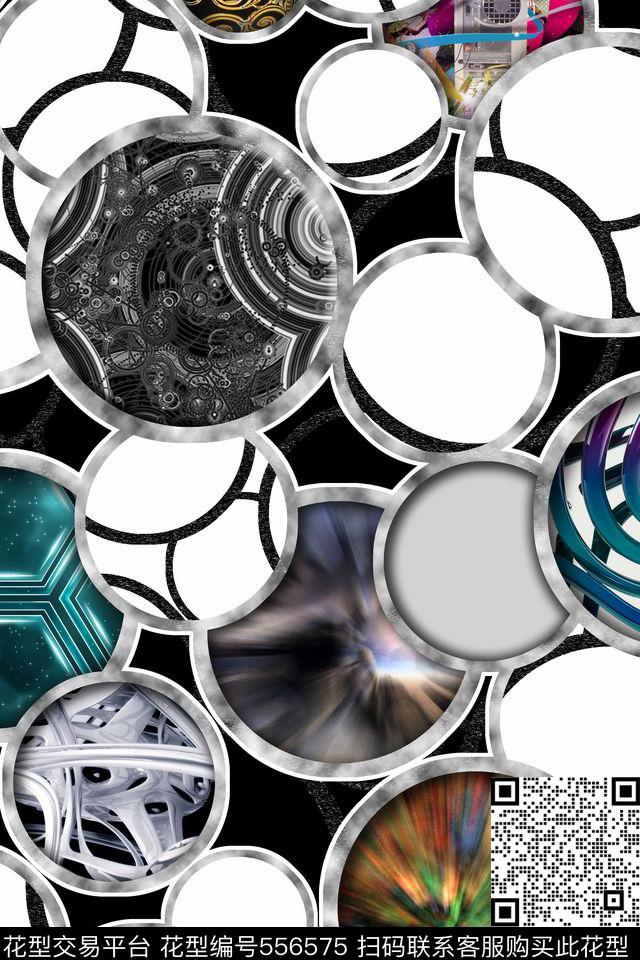 几何机械抽象数码印花华亿平台下载（图片编号: 556575） - 瓦栏（Walan）