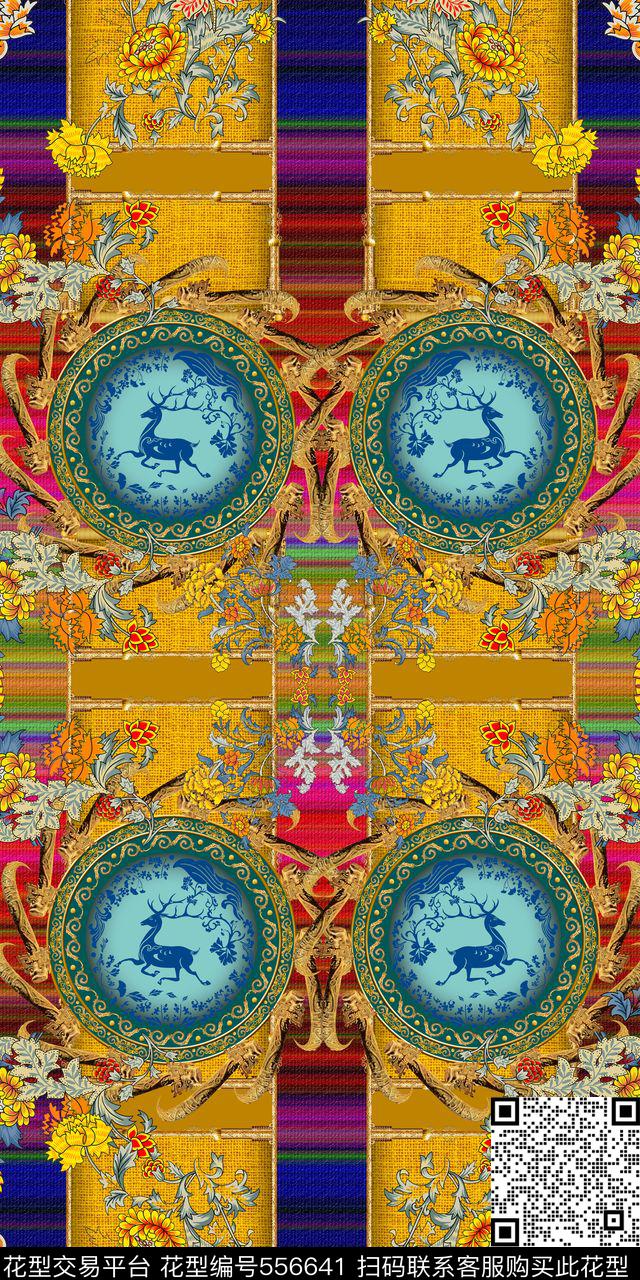 民族风炫彩民族花纹数码印花华亿平台下载（图片编号: 556641） - 瓦栏（Walan）