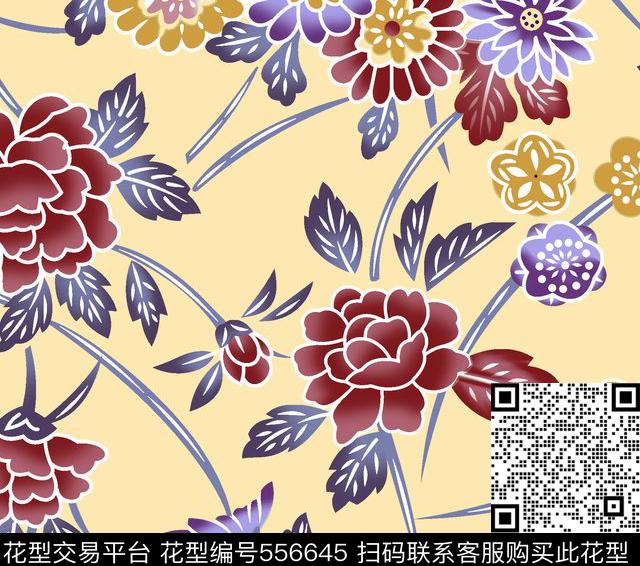 仿古花中国风传统印花华亿平台下载（图片编号: 556645） - 瓦栏（Walan）