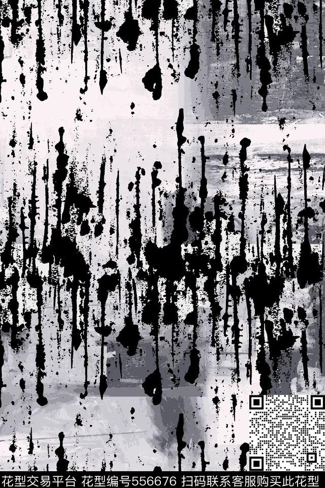 时尚流行水墨机理墨滴传统印花华亿平台下载（图片编号: 556676） - 瓦栏（Walan）