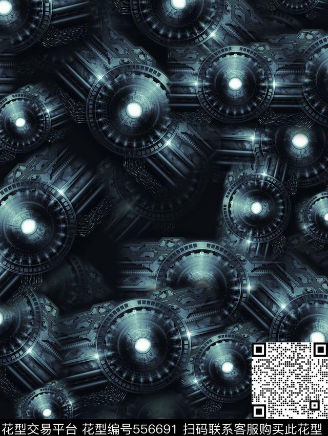 3d复古机器数码印花华亿平台下载（图片编号: 556691） - 瓦栏（Walan）